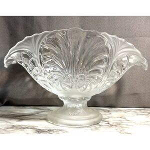 GORGEOUS VTG BANANA BOWL~ LIBS GLASS~ CRYSTAL SATIN GLASS‎ 14" W  6LB (2601)